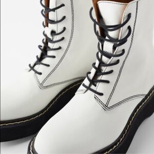 Zara leather ankle white boots